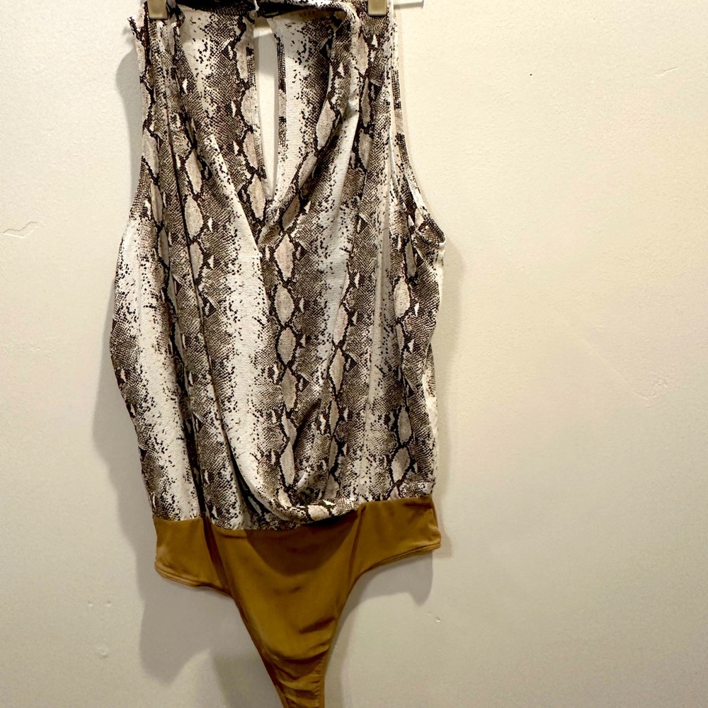 Lush. Cream snakeskin bodysuit. Size M.
